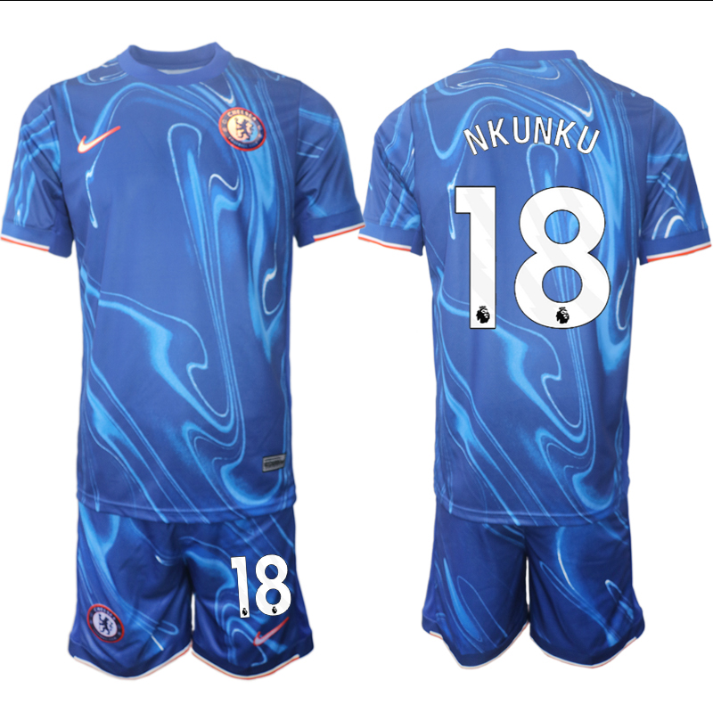 Men 2024-2025 Club Chelsea home Blue 18 Soccer Jersey